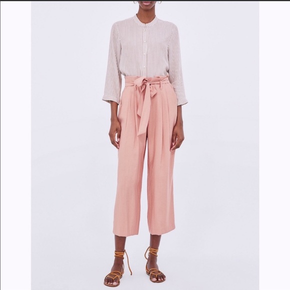 Zara Basic High Waist Paperbag Trouser Culottes - Picture 2 of 7